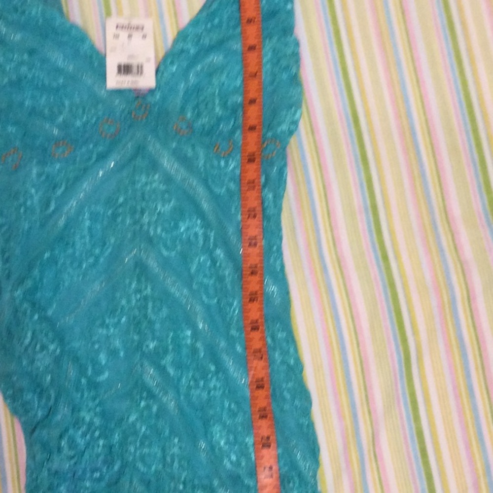 Vintage Light Turquoise Lace Sheer Sleeves Top by Tres Pink Hearts - Picture 8 of 14